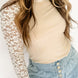Mock Neck Long Sleeve Lace Patchwork T-Shirt