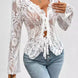 Tied V-Neck Long Sleeve Lace Top