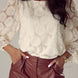 Flower Jacquard Flounce Sleeve Blouse