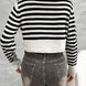 Devine Striped Round Neck Button Down Cardigan