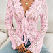 Tied V-Neck Long Sleeve Lace Top