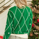 Diamond Pattern Contrast Trim Mock Neck Sweater
