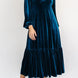 V-Neck Long Sleeve Midi Velvet Dress