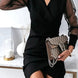 Surplice Long Sleeve Mini Dress