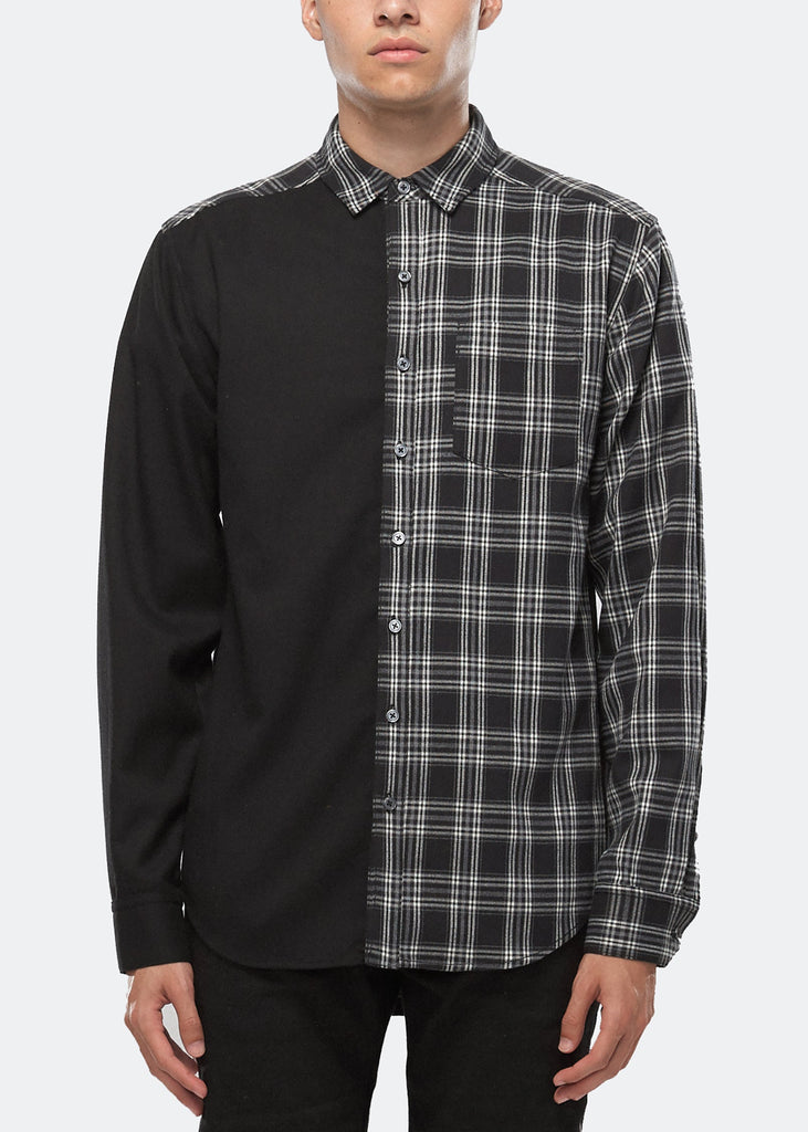 Konus Men's Color Blocked Button Up shirt in Black by Shop at Konus