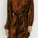 Velvet Round Neck Tie Waist Long Sleeve Mini Dress