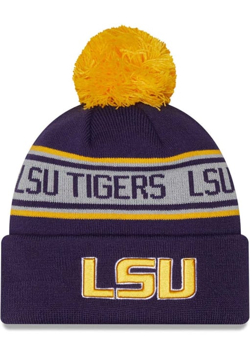 LSU Tigers - Purple Repeat Cuff Knit Hat With Pom, New Era
