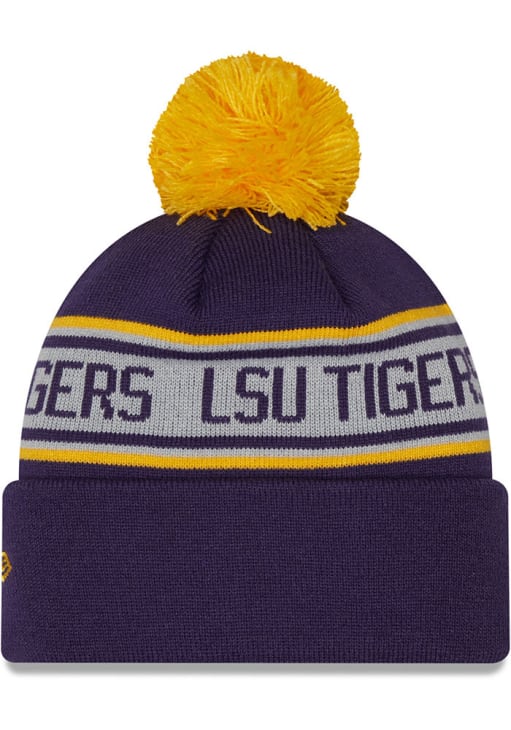 LSU Tigers - Purple Repeat Cuff Knit Hat With Pom, New Era