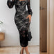Perfee Lace Sweetheart Neck Long Sleeve Midi Dress
