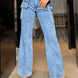 Mid Rise Straight Jeans with Cargo Pockets