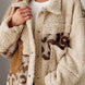 Pocketed Leopard Collared Neck Sherpa Jacket
