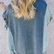 Patchwork Color Block Round Neck Long Sleeve Top
