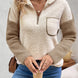 Perfee Contrast Half Zip Long Sleeve Sweatshirt