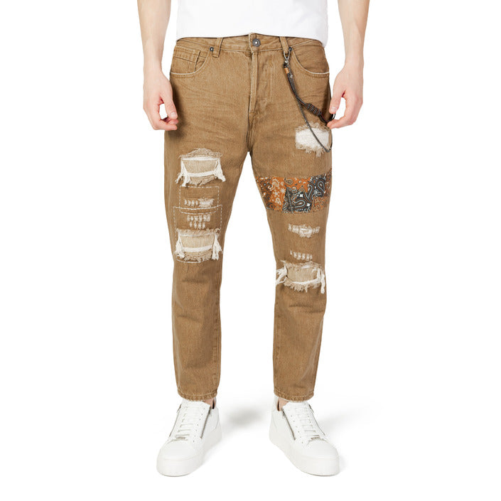 Men's Worn Out Beige Jeans by Gianni Lupo