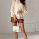 Flower Jacquard Flounce Sleeve Blouse