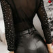 Rhinestone Trim Mock Neck Long Sleeve Bodysuit