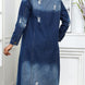 Distressed Button Up Collared Neck Denim Top
