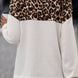 Waffle-Knit Leopard V-Neck Long Sleeve Blouse