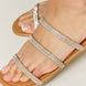 WILD DIVA Rhinestone Three-Strap Flat Sandals