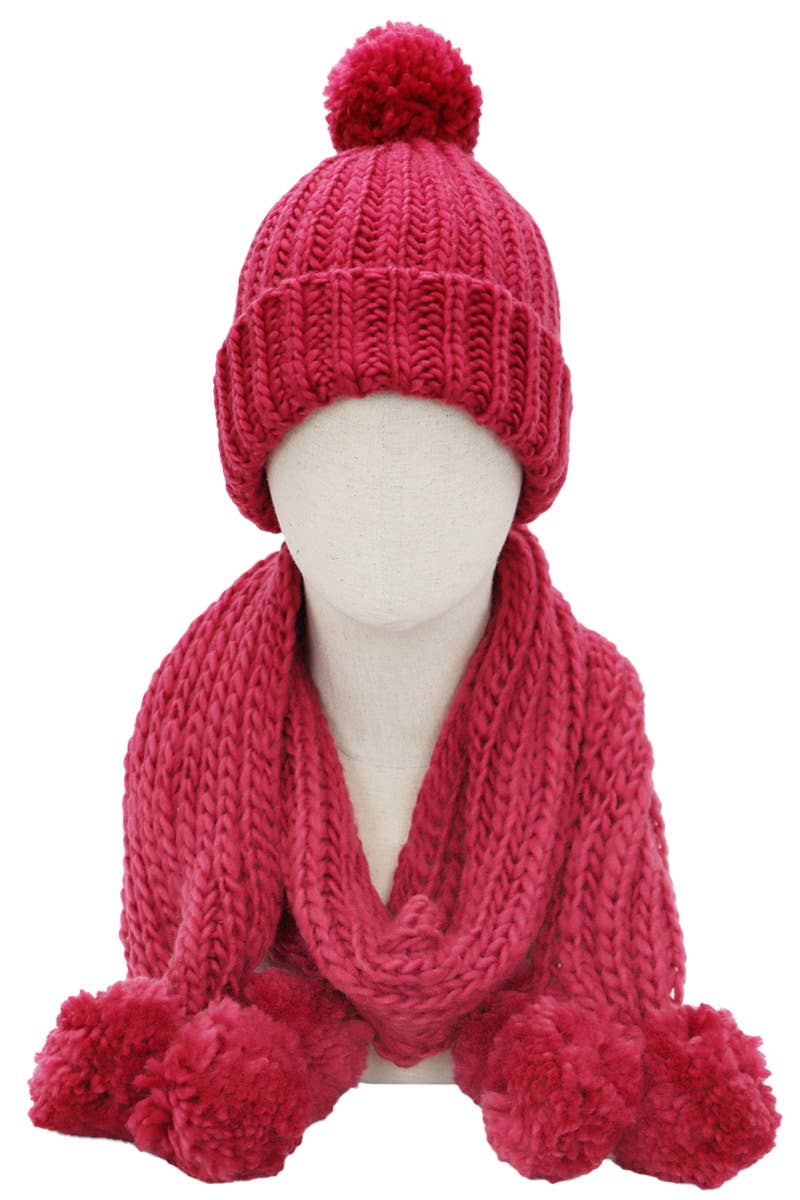 Crochet Chunky Knitted Beanie and Wrap Scarf