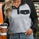 Perfee Contrast Textured Long Sleeve Sweatshirt