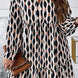 Plus Size Printed Johnny Collar Long Sleeve Dress