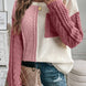 Color Block Round Neck Long Sleeve Sweater