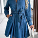Tied Half Button Long Sleeve Denim Dress
