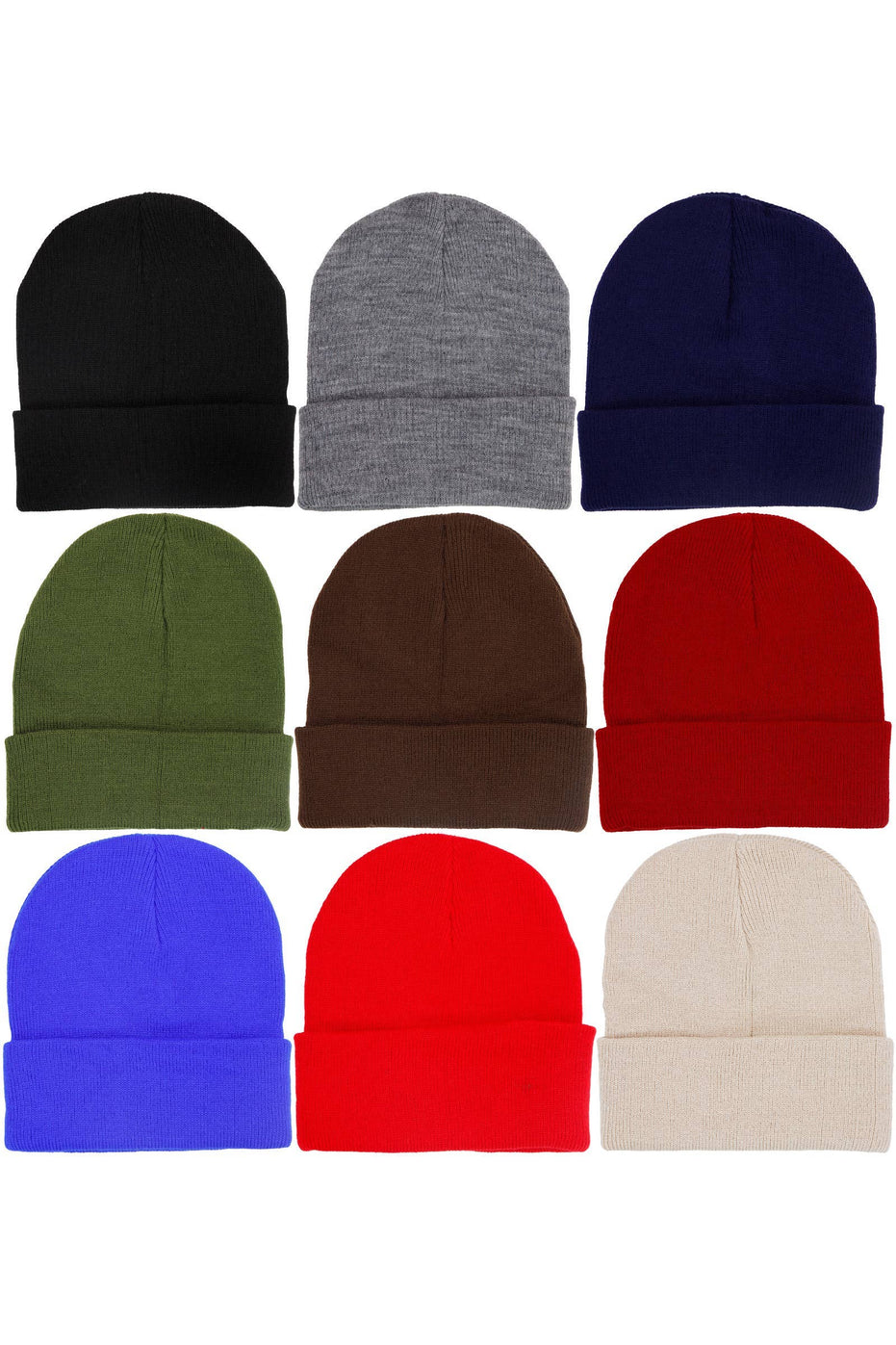 Adults Classic Solid Acrylic Cuffed Beanie