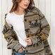 Pocketed Geometric Collared Neck Jacket