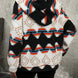 Geometric Zip Up Hooded Sherpa Jacket