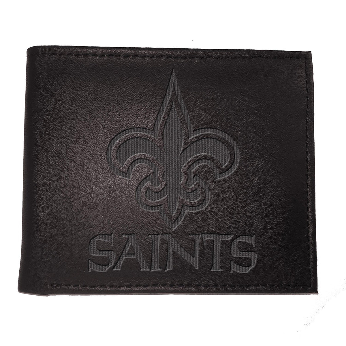 New Orleans Saints - Black Leather Bifold Wallet