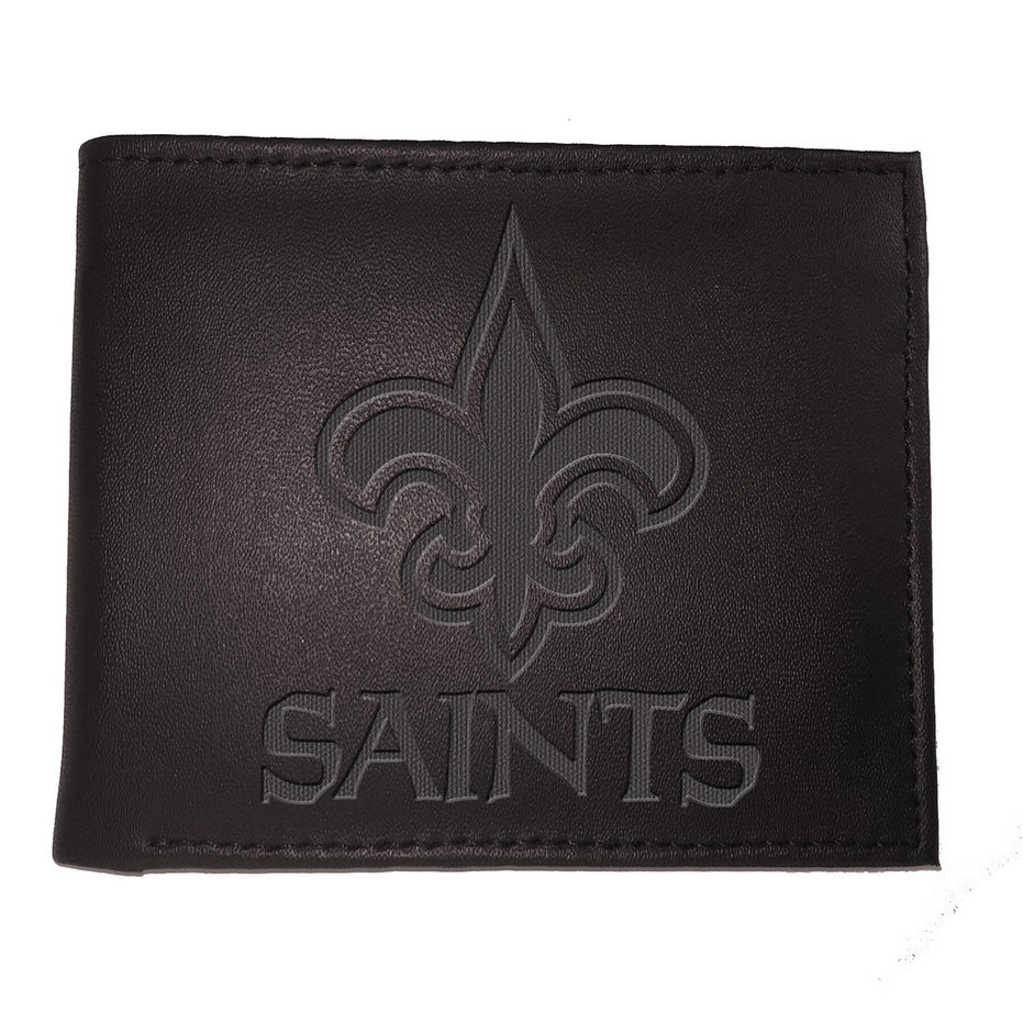 New Orleans Saints - Black Leather Bifold Wallet
