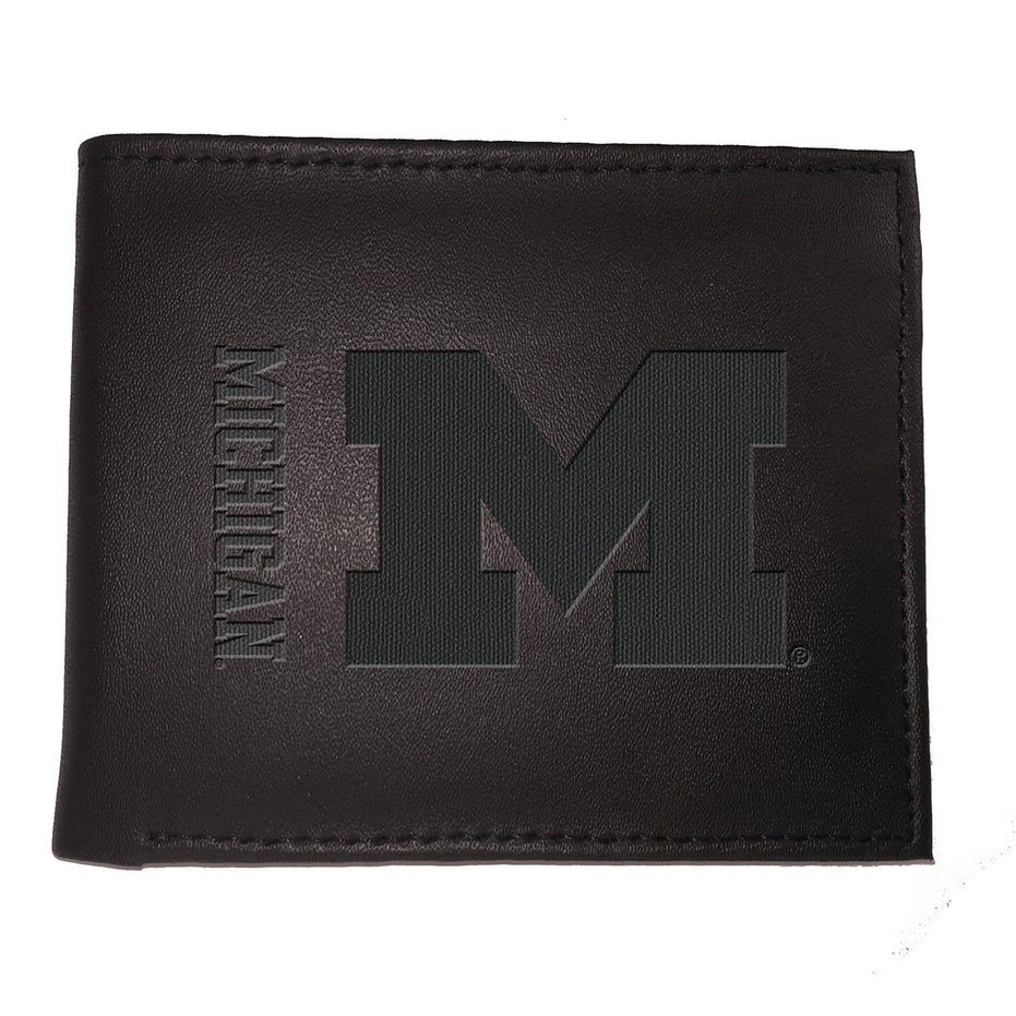 Michigan Wolverines - Leather Black Bifold Wallet