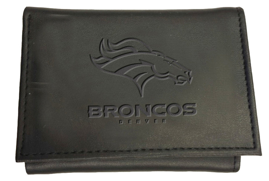 Denver Broncos - Black Leather Trifold Wallet