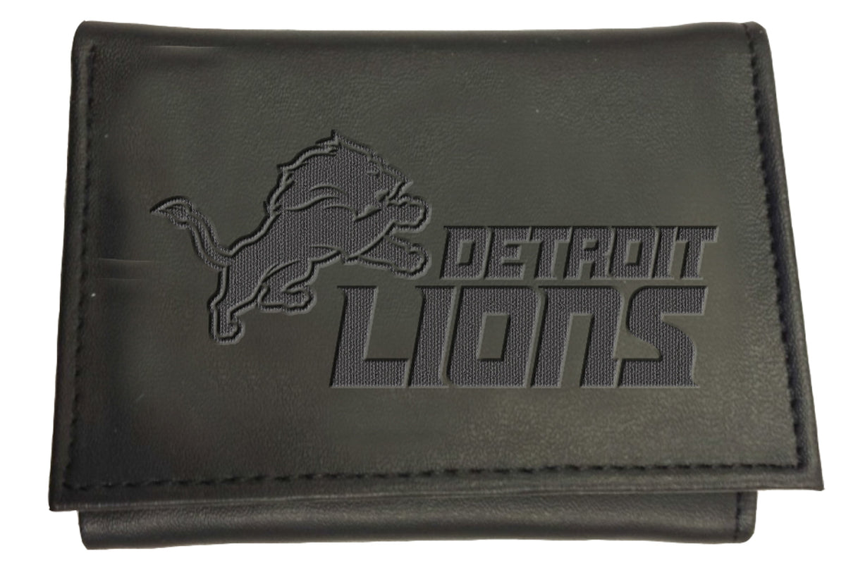 Detroit Lions - Black Leather Tri-Fold Wallet