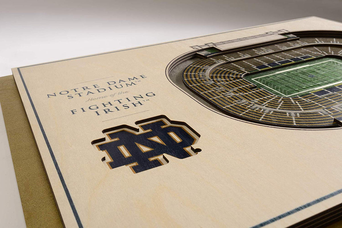 Notre Dame Fighting Irish - Memorial StadiumView 3D Wall Art Standard Version