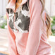 Cow Print Half Zip Drawstring Hoodie
