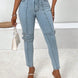 Decorative Buckle Skinny Jeans with Pockets