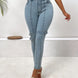 Decorative Buckle Skinny Jeans with Pockets