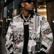 Detroit Newspaper Cutout Kimante All White AOP Bomber Jacket