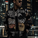 Chicago Newspaper Cutout Kimante All Black Bomber Jacket