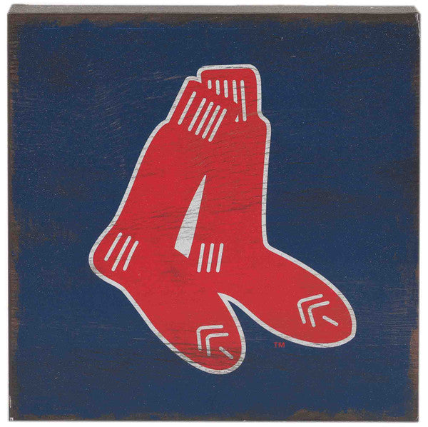 Boston Red Sox - Logo on Wood Block Wall Decor
