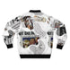 Detroit Newspaper Cutout Kimante All White AOP Bomber Jacket