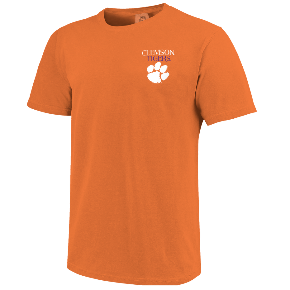 Clemson Tigers - NCAA Lined State & School Elements Comfort Color T-Shirt