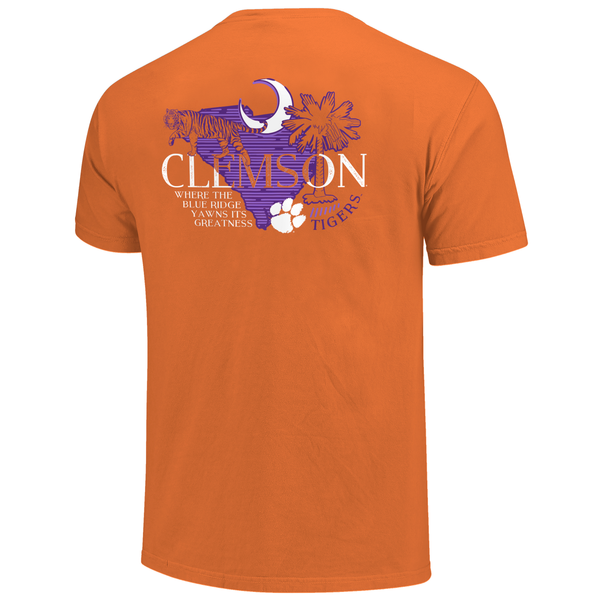 Clemson Tigers - NCAA Lined State & School Elements Comfort Color T-Shirt