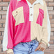 Pocketed Contrast Long Sleeve Sweatshirt