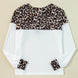 Waffle-Knit Leopard V-Neck Long Sleeve Blouse