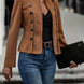 Decorative Button Open Front Long Sleeve Jacket