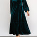 V-Neck Long Sleeve Midi Velvet Dress